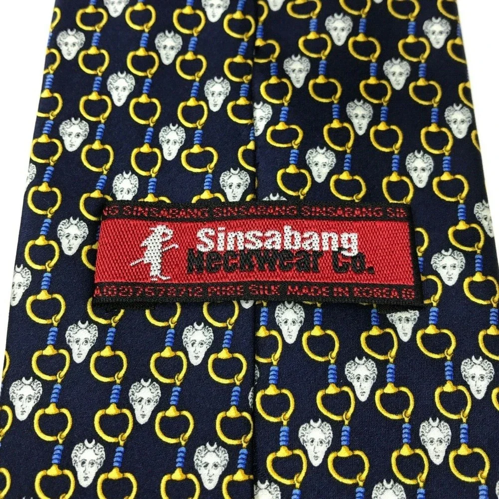 Sinsabang Tie Royal Queen Chains Blue Pure Silk Men's Necktie Made in Korea